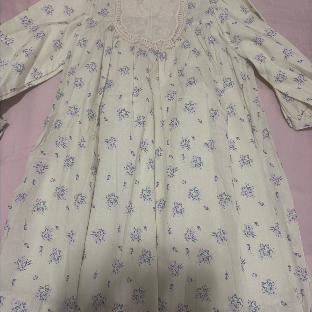 Adorable Kids Floral Nightgown - Cream and Purple